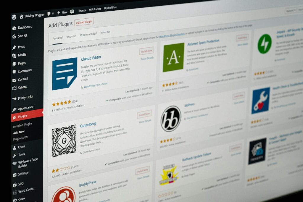 Installation av WordPress-tillägg på en skärm